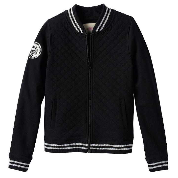 Girls 7-16 So&reg; Quilted Woven Bomber Jacket, Girl's, Size: L/12, Black
