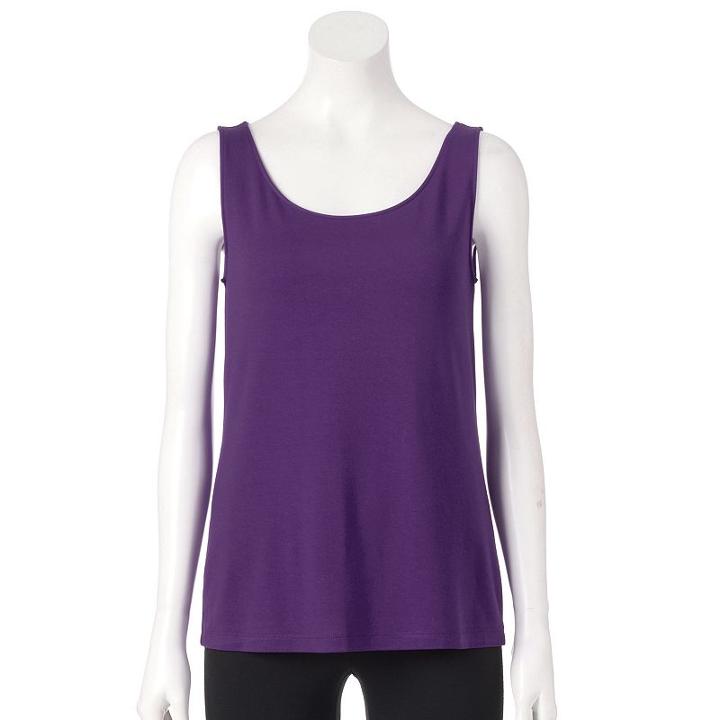 Women's Croft & Barrow&reg; Essential Scoopneck Tank, Size: Large, Purple