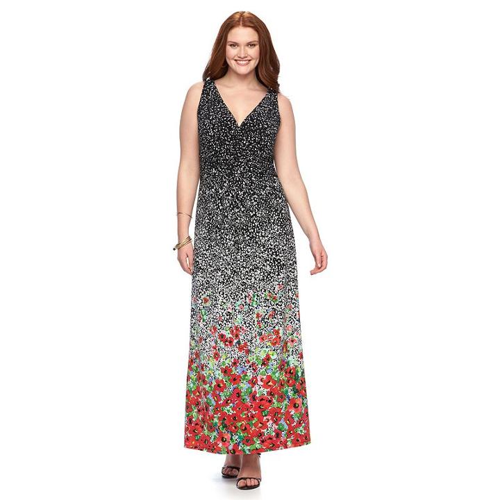 Plus Size Chaps Floral Empire Maxi Dress, Women's, Size: 20 W, Black