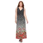 Plus Size Chaps Floral Empire Maxi Dress, Women's, Size: 20 W, Black
