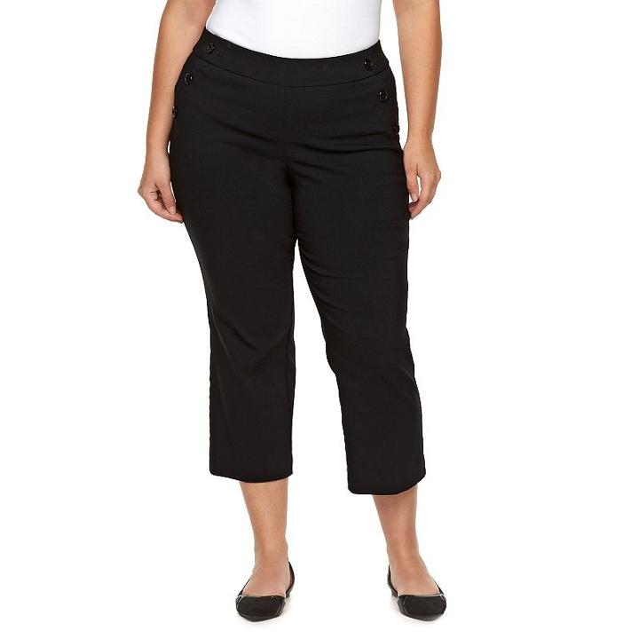 Plus Size Dana Buchman Crop Straight-leg Pants, Women's, Size: 1xl, Black
