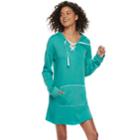 Juniors' So&reg; Lace-up Hooded Popover Dress, Teens, Size: Medium, Med Blue