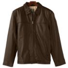 Men's R And O Open-bottom Leather Bomber Jacket, Size: Xl, Brown