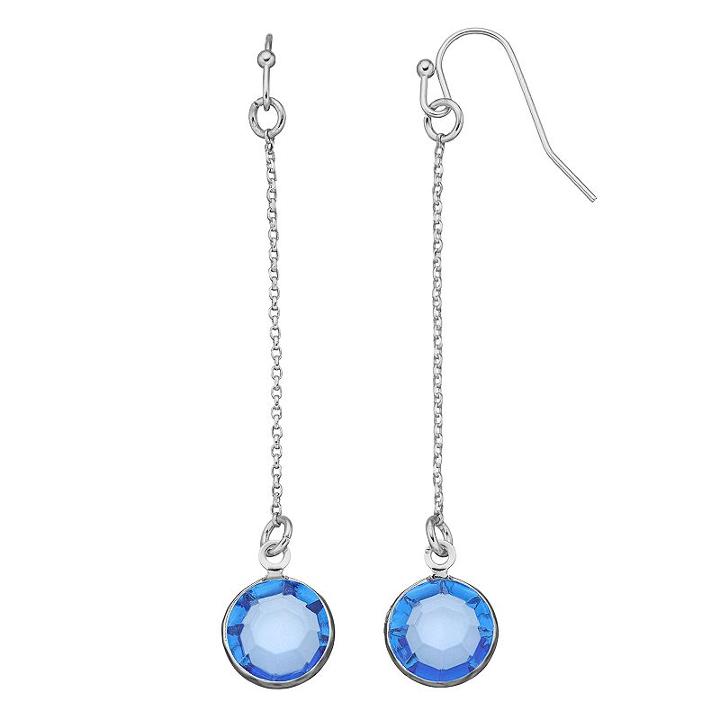 Blue Faceted Linear Chain Drop Earrings, Women's