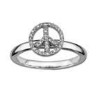 Stacks And Stones Sterling Silver 1/8-ct. T.w. Diamond Peace Sign Stack Ring, Women's, Size: 7, Grey