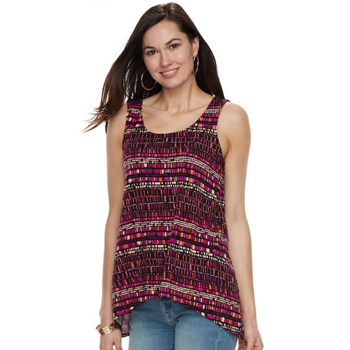 Women's Apt. 9&reg; Strappy Shark-bite Hem Tank, Size: Xxl, Dark Pink