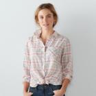 Women's Sonoma Goods For Life&trade; Plaid Tie-front Shirt, Size: Xxl, Dark Green