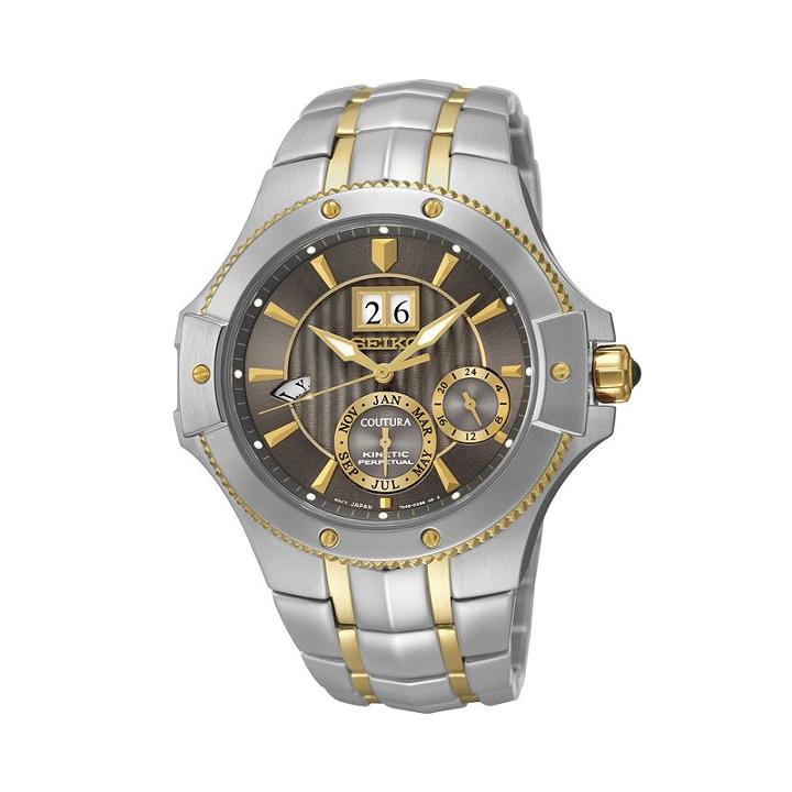 Seiko Men's Coutura Two Tone Stainless Steel Kinetic Watch - Snp108, Multicolor