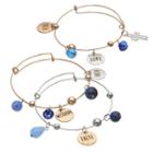 Faith Cross Charm Bangle Bracelet Set, Women's, Blue