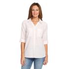 Women's Gloria Vanderbilt Lenora Roll-tab Shirt, Size: Large, Brt Pink