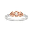 1/10 Carat T.w. Diamond 10k Rose Gold & Sterling Silver Heart Ring, Women's, Size: 7, White