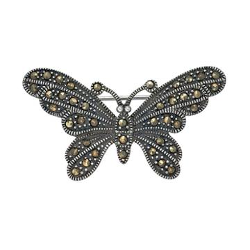 Tori Hill Sterling Silver Marcasite Butterfly Pin, Women's, Grey