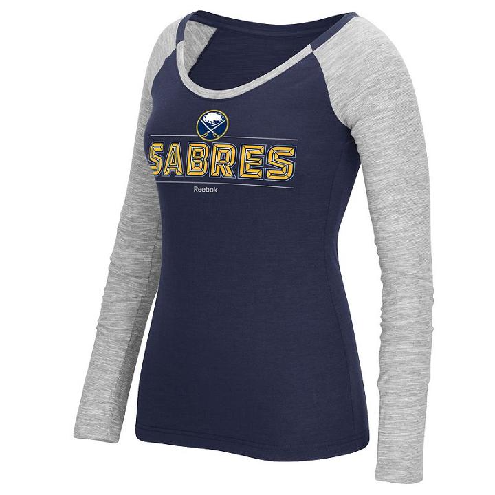 Women's Reebok Buffalo Sabres Marled Slub Tee, Size: Large, Blue (navy)