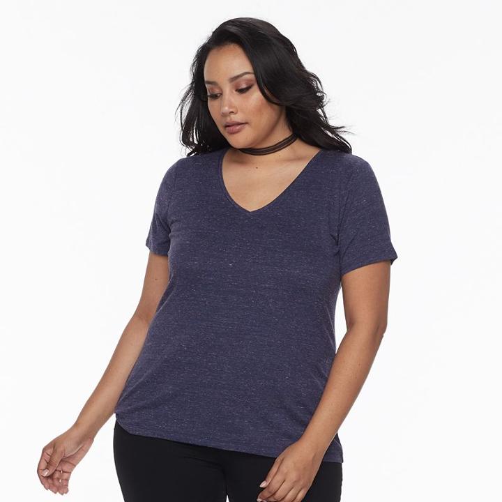 Plus Size Apt. 9&reg; Essential V-neck Tee, Women's, Size: 0x, Drk Purple