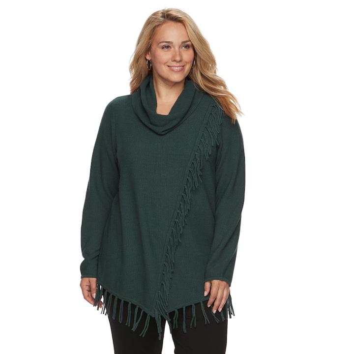 Plus Size Croft & Barrow&reg; Fringe Cowlneck Sweater, Women's, Size: 1xl, Blue Other