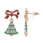 Bow & Christmas Tree Drop Earrings, Women's, Multicolor