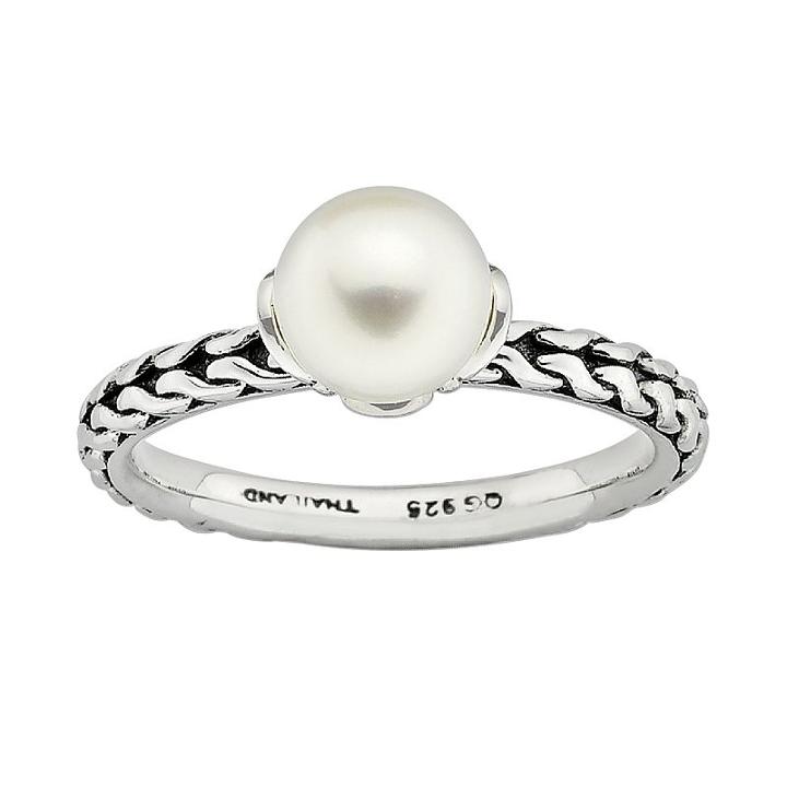 Stacks And Stones Sterling Silver Freshwater Cultured Pearl Stack Ring, Women's, Size: 8, White