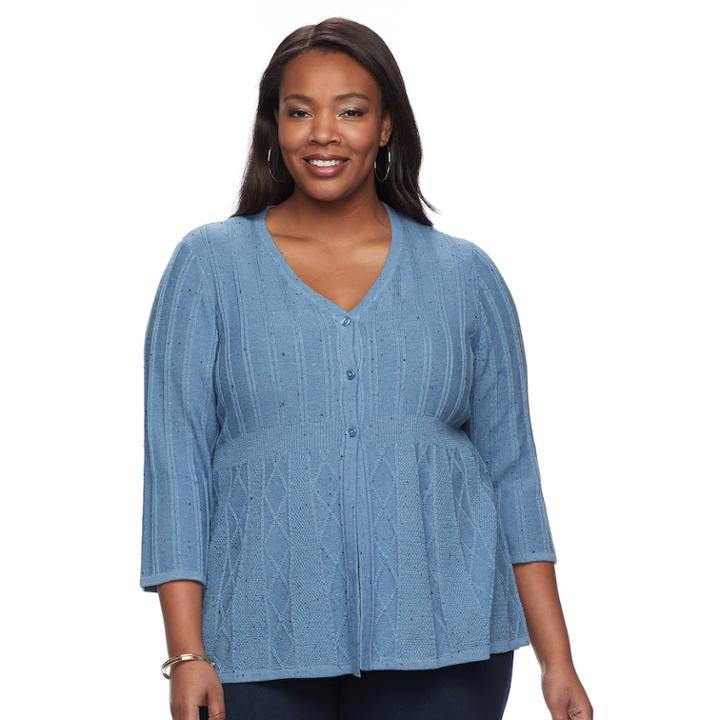 Plus Size Croft & Barrow&reg; Textured Swing Cardigan, Women's, Size: 1xl, Brt Blue