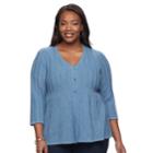 Plus Size Croft & Barrow&reg; Textured Swing Cardigan, Women's, Size: 1xl, Brt Blue