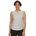 Women's Dana Buchman Jacquard Sleeveless Henley, Size: Xl, Black