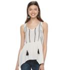 Juniors' Mudd&reg; Print Asymmetrical Tank, Girl's, Size: Xl, White Oth