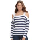 Juniors' So&reg; Cold-shoulder Long Sleeve Top, Teens, Size: Small, Dark Blue