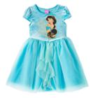 Disney Princess Jasmine Girls 4-6x Glitter Tulle Dress, Girl's, Size: 5, Turquoise/blue (turq/aqua)
