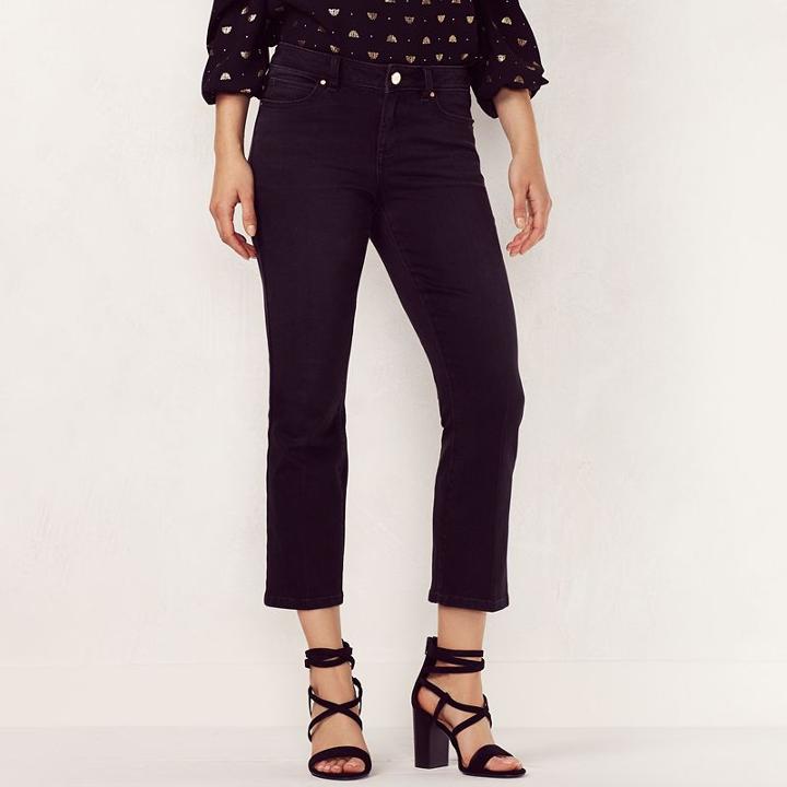 Women's Lc Lauren Conrad Kick Crop Bootcut Jeans, Size: 12, Black