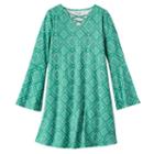 Girls 7-16 Mudd&reg; Faux Lace-up Front Bell Sleeve Patterned Dress, Girl's, Size: Xxl/16, Turquoise/blue (turq/aqua)