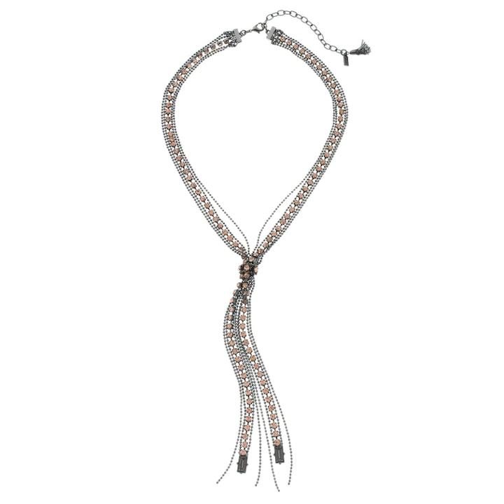 Simply Vera Vera Wang Cup Chain Multi Strand Y Necklace, Women's, Light Pink