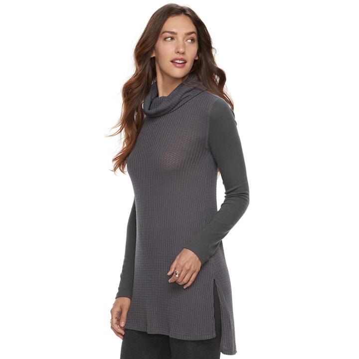 Women's Sonoma Goods For Life&trade; Textured Cowlneck Tunic, Size: Xs, Grey (charcoal)