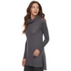Women's Sonoma Goods For Life&trade; Textured Cowlneck Tunic, Size: Xs, Grey (charcoal)