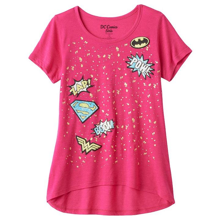 Girls 7-16 Dc Comics Super Hero Girls High-low Splatter Graphic Tee, Girl's, Size: Large, Brt Pink