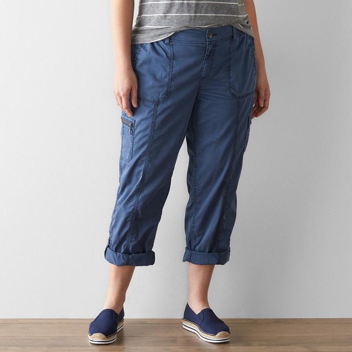 Plus Size Sonoma Goods For Life™ Cargo Convertible Pants, Women's, Size: 24 W, Blue