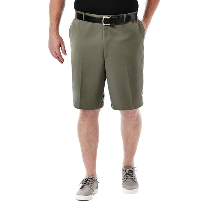 Big & Tall Haggar&reg; Cool 18&reg; Plain-front Microfiber Shorts, Men's, Size: 50, Dark Green