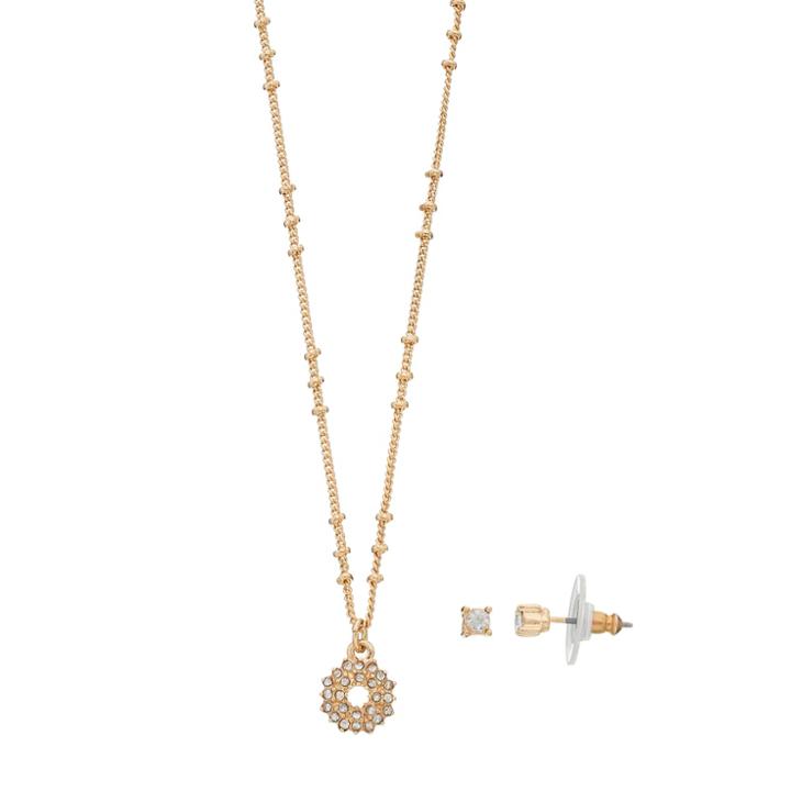 Lc Lauren Conrad Cubic Zirconia Wreath Pendant Necklace & Earring Set, Women's, Gold