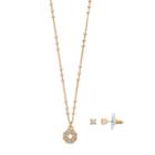 Lc Lauren Conrad Cubic Zirconia Wreath Pendant Necklace & Earring Set, Women's, Gold