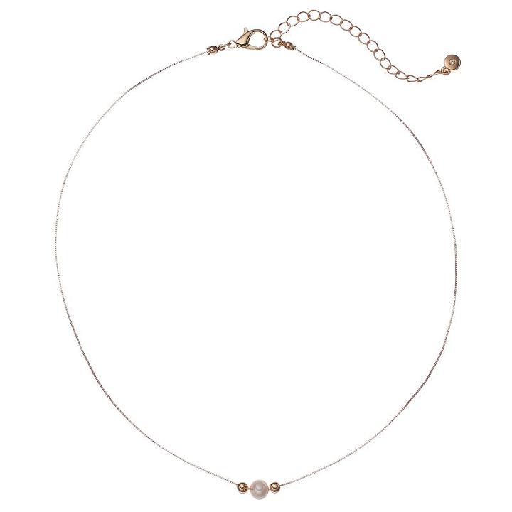 Lc Lauren Conrad Gold Tone Bead Simulated Pearl Necklace, Women's, White Oth