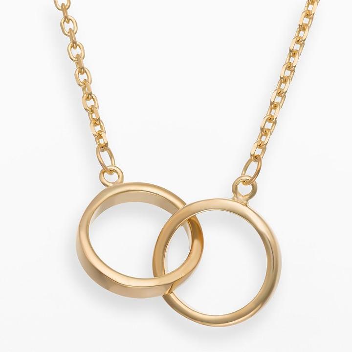 14k Gold Over Silver Interlocking Circle Necklace, Women's, Size: 18, Yellow