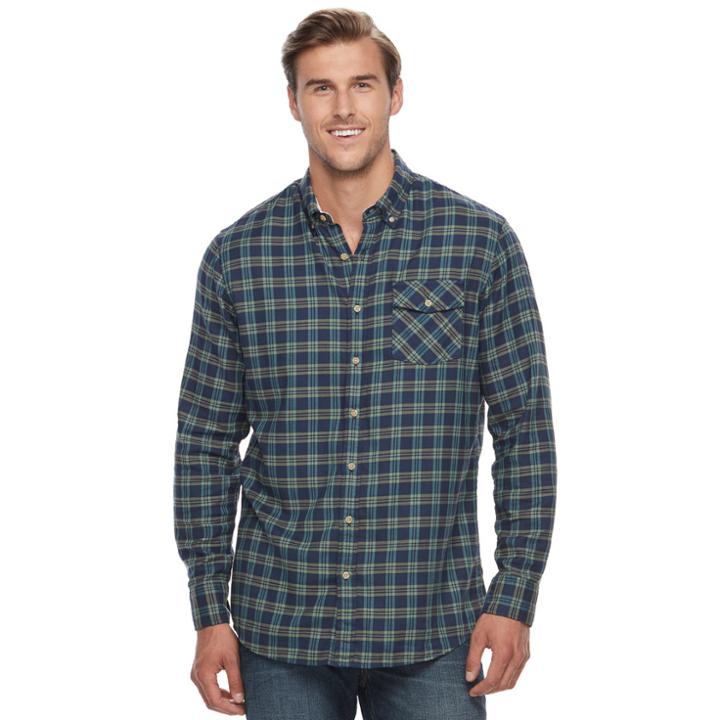Big & Tall Men's Sonoma Goods For Life&trade; Modern-fit Flexwear Stretch Flannel Button-down Shirt, Size: Xxl Tall, Blue