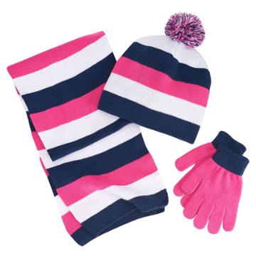 Girls 4-16 Berkshire 3-pc. Striped Scarf, Hat & Gloves Set, Girl's, Light Blue