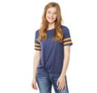 Juniors' Wallflower Twisted Varsity Striped Tee, Teens, Size: Small, Blue (navy)