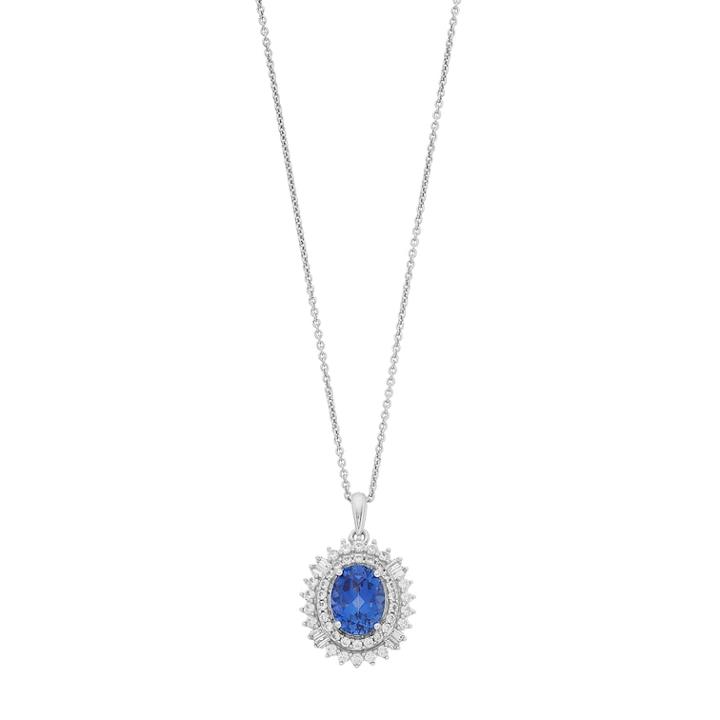 Simply Vera Vera Wang Lab-created Blue & White Sapphire Oval Pendant Necklace, Women's, Size: 18
