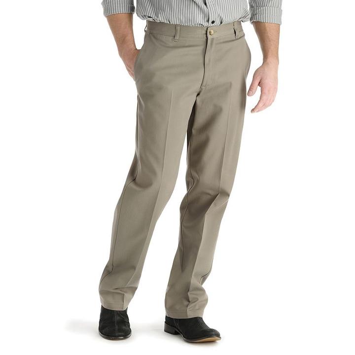 Men's Lee Stain-resist Casual Relaxed-fit Flat-front Pants, Size: 30x32, Green
