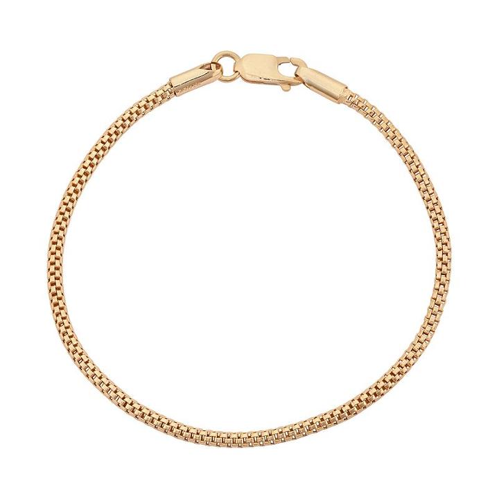 14k Gold Over Silver Popcorn Chain Bracelet, Women's, Size: 7.5, Yellow