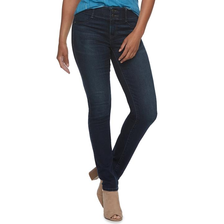 Women's Apt. 9&reg; Tummy Control Midrise Straight-leg Jeans, Size: 16 Short, Dark Blue
