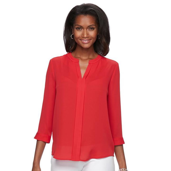 Women's Dana Buchman Woven Popover Top, Size: Small, Med Red