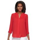 Women's Dana Buchman Woven Popover Top, Size: Small, Med Red