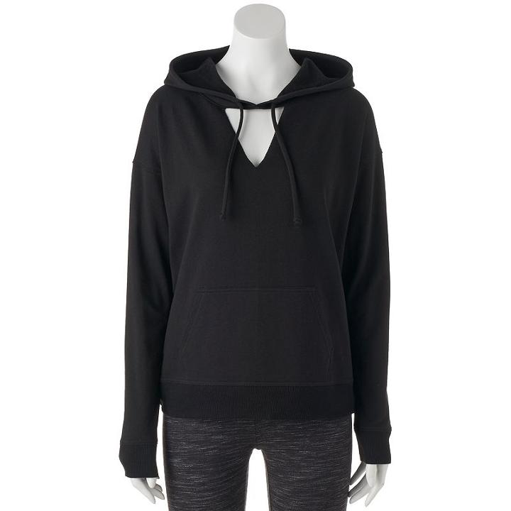 Juniors' So&reg; Perfectly Soft Choker Neck Hoodie, Teens, Size: Small, Black
