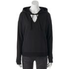 Juniors' So&reg; Perfectly Soft Choker Neck Hoodie, Teens, Size: Small, Black